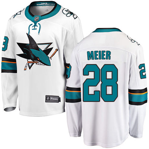 Herren San Jose Sharks Eishockey Trikot Timo Meier #28 Breakaway Weiß Fanatics Branded Auswärts